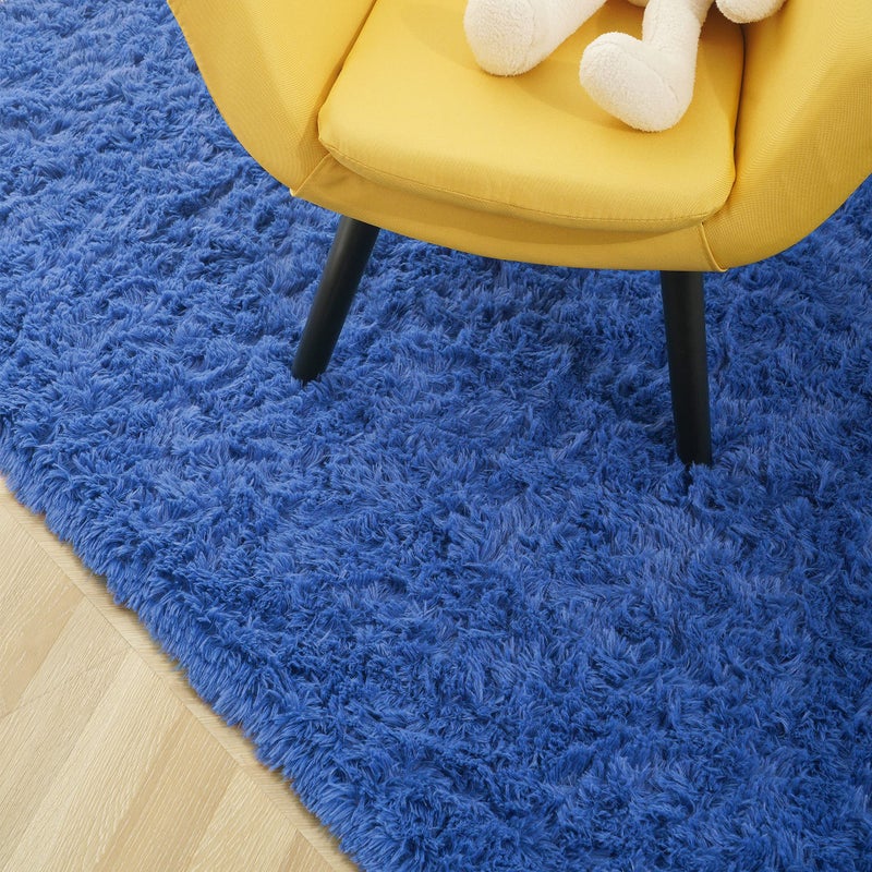 Foxmas Soft Fluffy Area Rugs for Bedroom Kids Room Plush Shaggy Nursery Rug Furry Throw Carpets for Boys Girls, College Dorm Fuzzy Rugs Living Room Home Decorate Rug, 4ft x 6ft, Light Navy - Image 5
